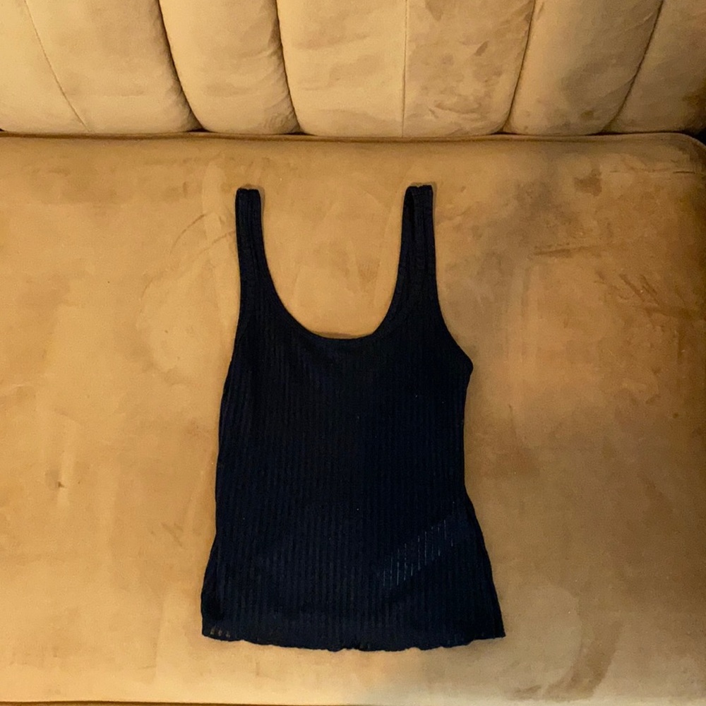 Topshop Semi Sheer Ribbed Tank Top Size XS